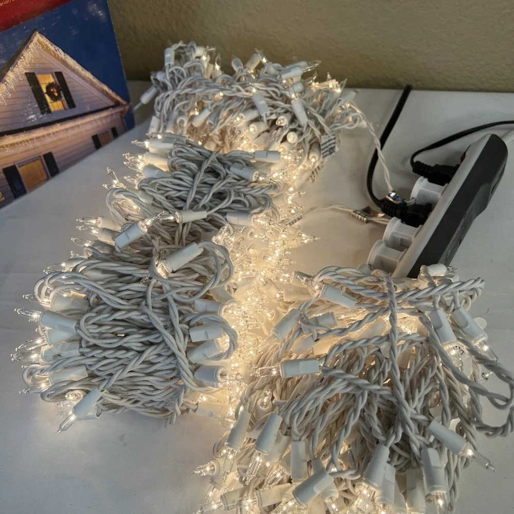 New- 2/ Holiday Living Icicle Lights 300 Each -Clear White Wire Christmas 17.7'